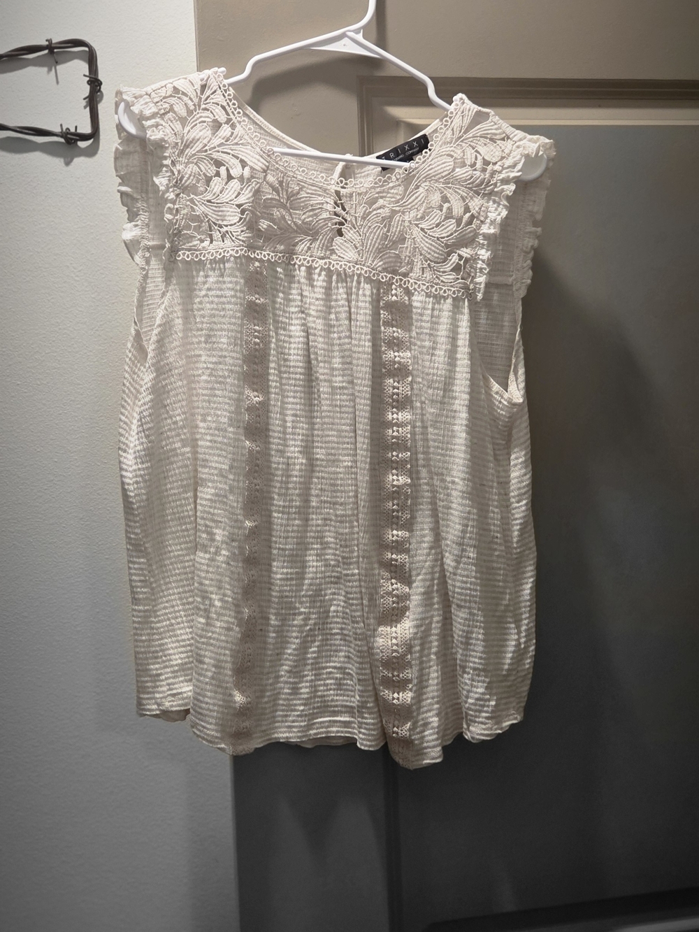 Trixxi Cream Embroidered Lace Yoke Camisole